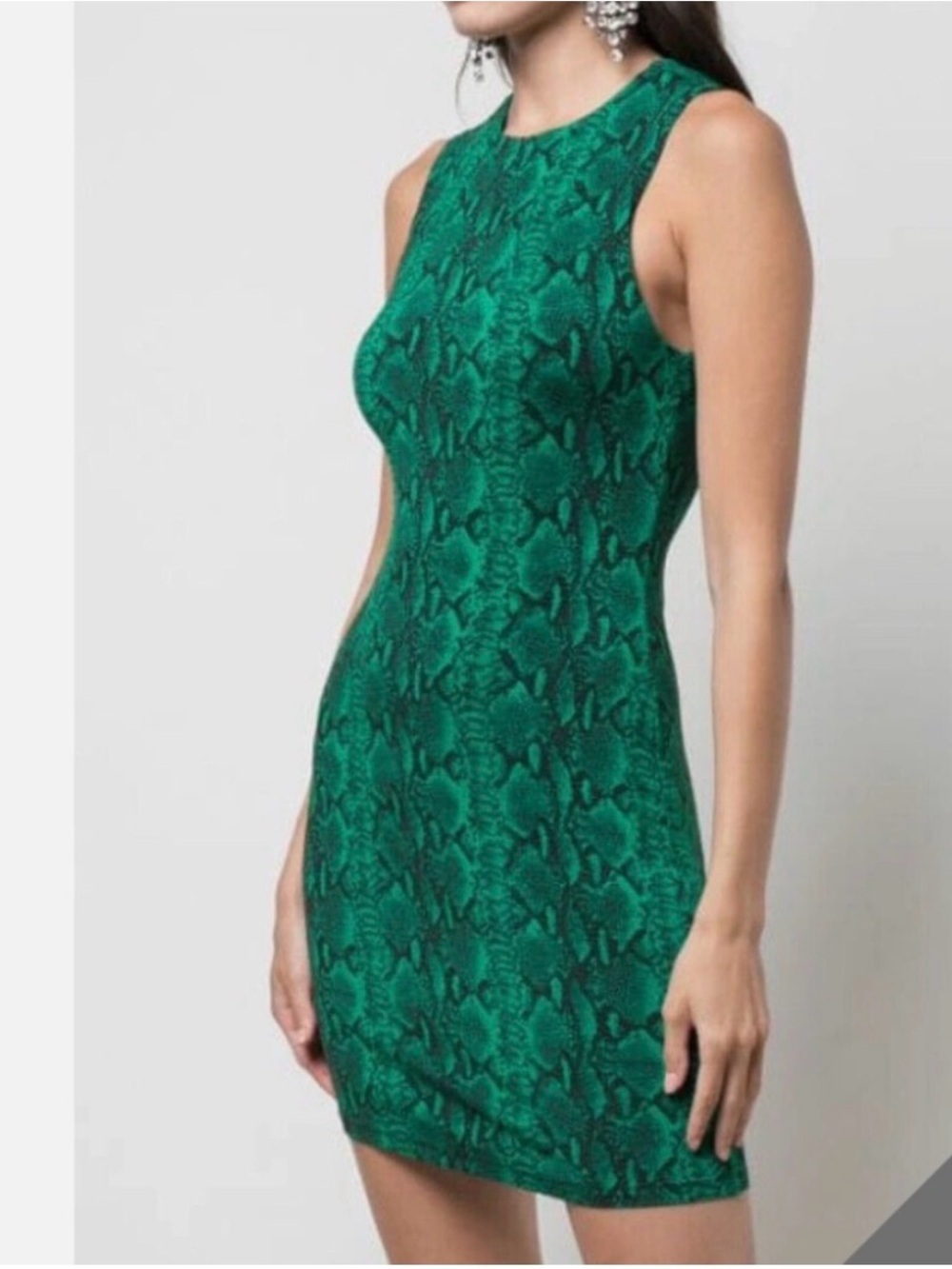 Alice + Olivia Emerald Green Snake-Print Sheath Dress